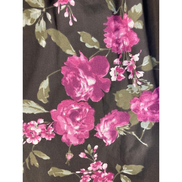 Roaman's Top Women's 20W Pink Rose on Black Long Sleeve Button Up Office Casual - Picture 9 of 10